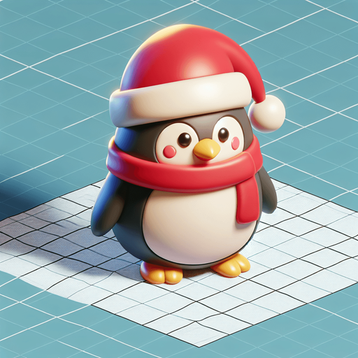 a christmas penguin. plastic style. Single Game Texture. In-Game asset. 2d. Blank background. High contrast. No shadows.