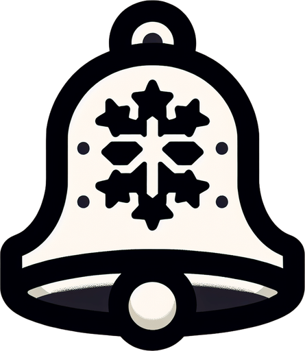 one christmas bell. plastic style. Single Game Texture. In-Game asset. 2d. Blank background. High contrast. No shadows.