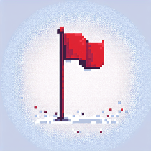 pixel art of a tall, red flag.
2d. white background. High contrast. shadowless.