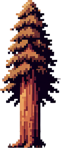 pixelart - a smooth brown wooden tree trunk of a tall tree.Only the trunk of the tree should be seen in the generated image..
Single Game Texture. In-Game asset. 2d. Blank background. High contrast. No shadows.