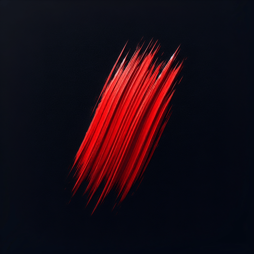 Soft  straight Long red paint  on black background.
Single Game Texture. In-Game asset. 2d. Blank background. High contrast. No shadows.