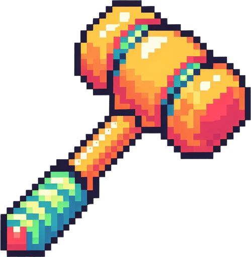 pixel art of plastic squeaky hammer.