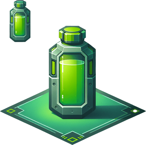 green chemical vial futuristic tech Single Game Texture. In-Game asset. 2d. Blank background. High contrast. No shadows. Single Game Texture. In-Game asset. 2d. Blank background. High contrast. No shadows Single Game Texture. In-Game asset. 2d. Blank background. High contrast. No shadows.