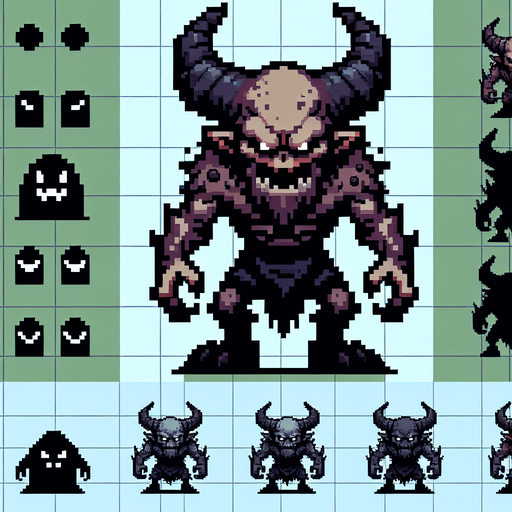 an evil goblin. pixelart. top down view.
 In-Game asset. 2d. Blank background. High contrast. No shadows.