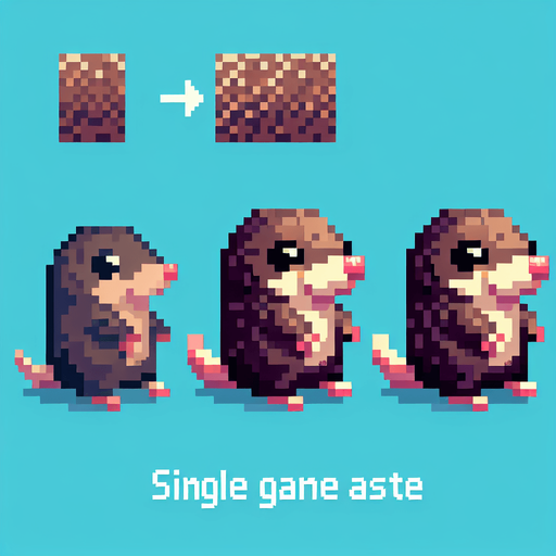 pixel art. mole. standing up position..
Single Game Texture. In-Game asset. 2d. Blank background. High contrast. No shadows.