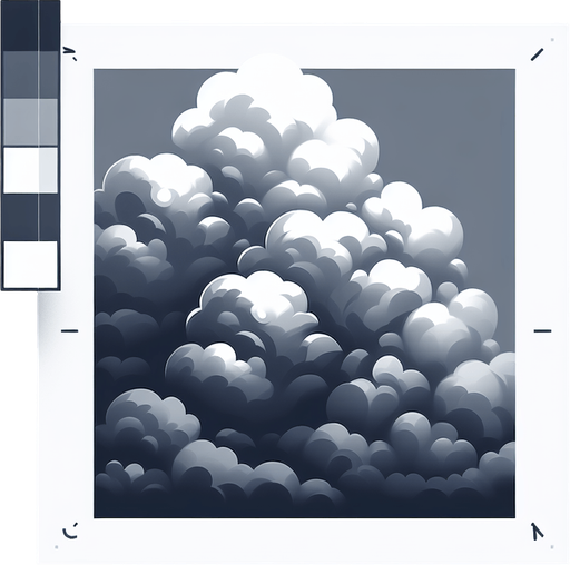 storm cloud.
Single Game Texture. In-Game asset. 2d. Blank background. High contrast. No shadows.