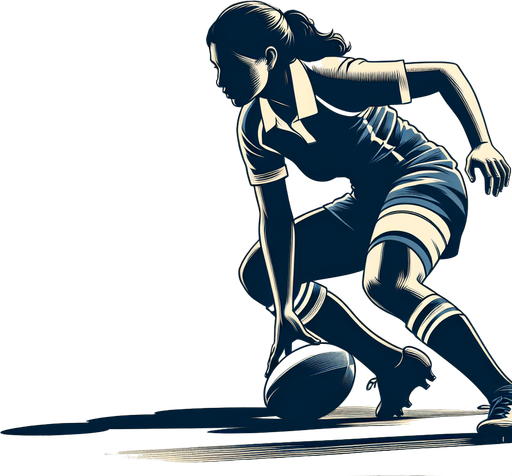 Joueur de rugby qui sont les adversaires tout seule qui s’apprête à plaquer.
Single Game Texture. In-Game asset. 2d. Blank background. High contrast. No shadows.