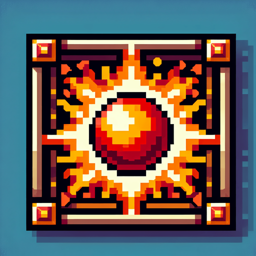 fireball spell icon with a frame,  I want the art style to reflect a classic 16-bit retro pixel art aesthetic, reminiscent of early 1990s RPGs with vibrant colors..
Single Game Texture. In-Game asset. 2d. Blank background. High contrast. No shadows.