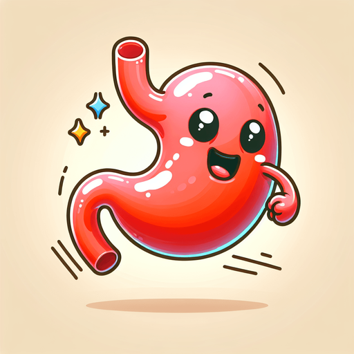 Create a cartoon-style illustration of a stomach The goal is to capture a lively and playful stomach...
Single Game Texture. In-Game asset. 2d. Blank background. High contrast. No shadows.