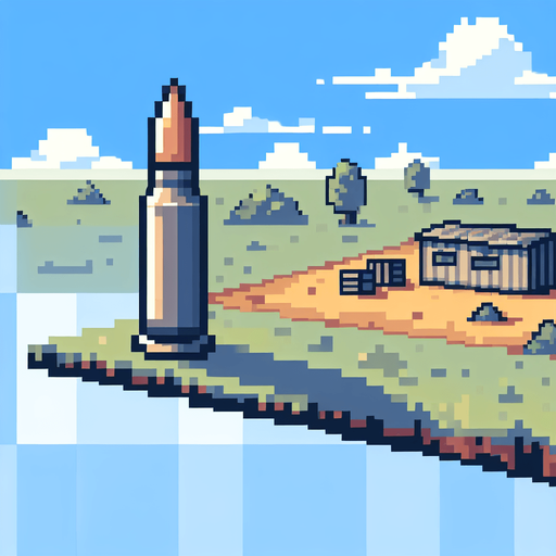 a pixelated bullet.
Single Game Texture. In-Game asset. 2d. Blank background. High contrast. No shadows.