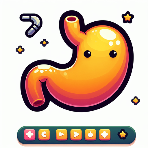 Create a cartoon-style illustration of a stomach The goal is to capture a lively and playful stomach...
Single Game Texture. In-Game asset. 2d. Blank background. High contrast. No shadows.