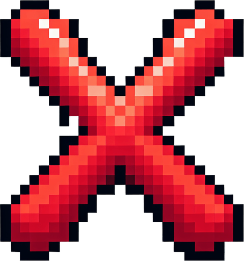 pixel art of red x made from semi-circles.