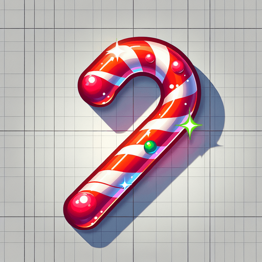 a christmas candy cane. plastic style. Single Game Texture. In-Game asset. 2d. Blank background. High contrast. No shadows.