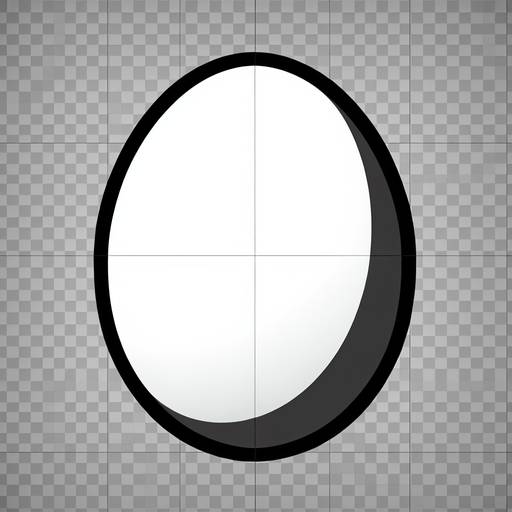 A simple, smooth oval shape with a symmetrical outline..
Single Game Texture. In-Game asset. 2d. Blank background. High contrast. No shadows.