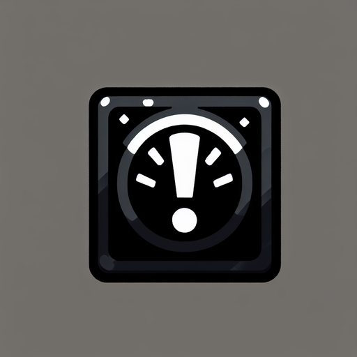 a button with a ! on it.
Single Game Texture. In-Game asset. 2d. Blank background. High contrast. No shadows.