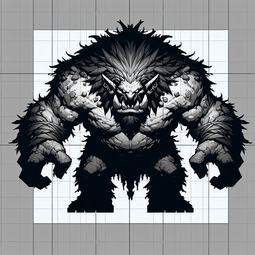 A large scary troll. front top down view. Single Game Texture. In-Game asset. 2d. Blank background. High contrast. No shadows.