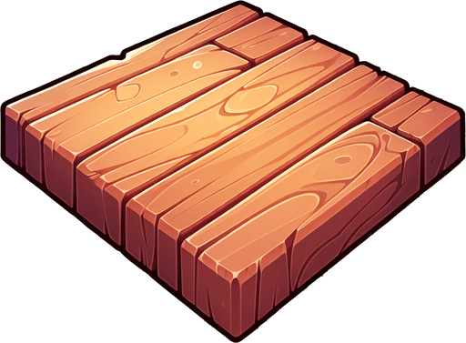 Cartoon. Wood board. In game asset. Single Game Texture. In-Game asset. 2d. Blank background. High contrast. No shadows.