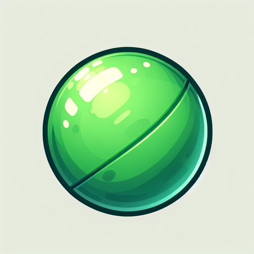 Green
 round ball.
Single Game Texture. In-Game asset. 2d. Blank background. High contrast. No shadows.