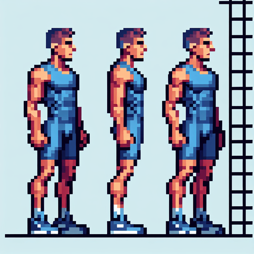 side-view of an athlete. single game sprite, pixel art, blank background.