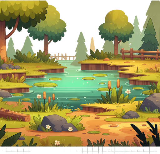 Cozy cartoon swamp background

Single Game Texture. In-Game asset. 2d. Blank background. High contrast. No shadows.