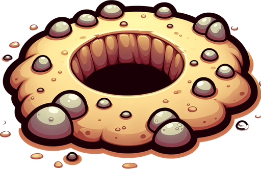 Create a cartoon-style illustration of a crab hole in the sand (without the crab, just the hole).
Single Game Texture. In-Game asset. 2d. Blank background. High contrast. No shadows.