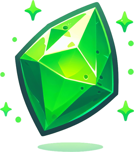 Magic greem gem in odd shape.
Single Game Texture. In-Game asset. 2d. Blank background. High contrast. No shadows.