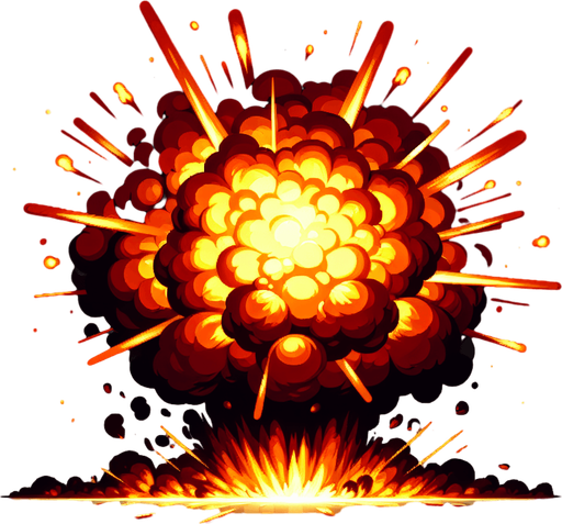 Explosion.
Single Game Texture. In-Game asset. 2d. Blank background. High contrast. No shadows.