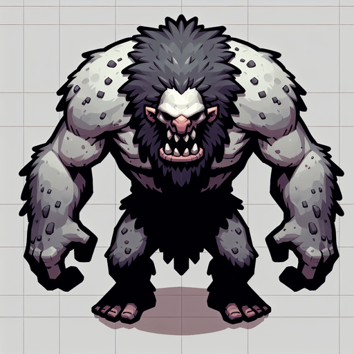 A large scary troll. front top down view. Single Game Texture. In-Game asset. 2d. Blank background. High contrast. No shadows.