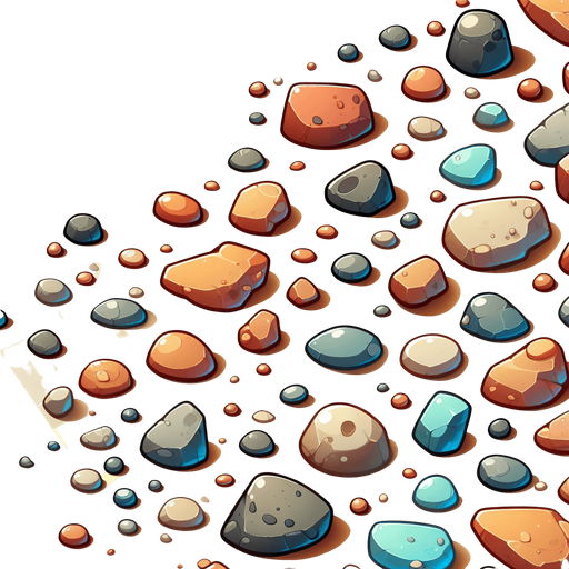 Create a cartoon-style illustration of beach rocks. The goal is to capture a lively and playful location.
Single Game Texture. In-Game asset. 2d. Blank background. High contrast. No shadows.