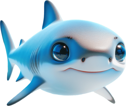 Cute Baby shark..
. 2024 game style. Side view. Photorealistic