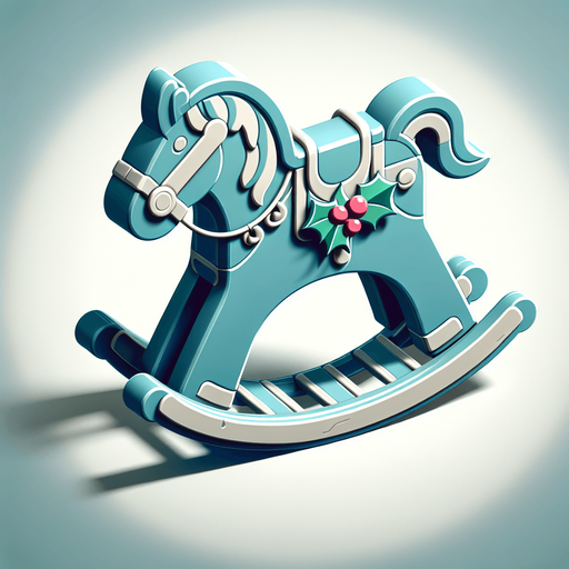 Christmas Rocking Horse. Plastic style Single Game Texture. In-Game asset. 2d. Blank background. High contrast. No shadows.