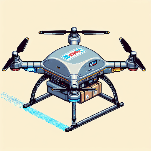 Delivery drone.
lateral view. retro gaming style