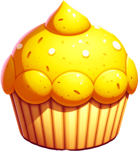 Lemon cupcake yellow Single Game Texture. In-Game asset. 2d. Blank background. High contrast. No shadows. Single Game Texture. In-Game asset. 2d. Blank background. High contrast. No shadows.