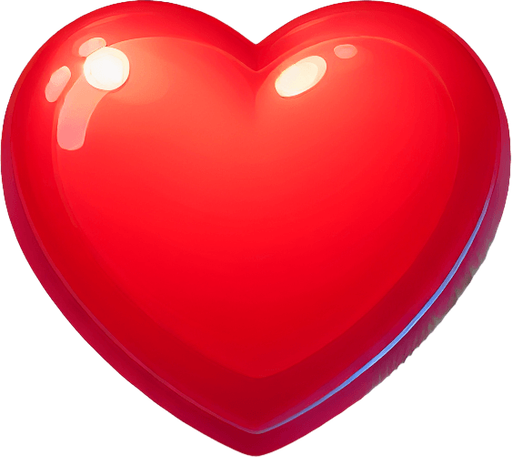 Vibrant red candy heart. cartoon. Sugar.
Game asset. 2d. Blank background. High contrast. No shadows.