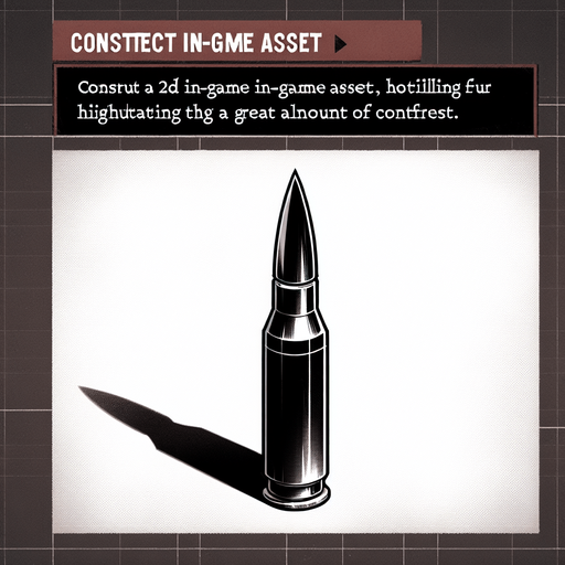 Bullet.
Single Game Texture. In-Game asset. 2d. Blank background. High contrast. No shadows.