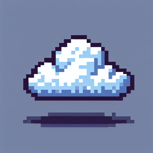 pixel art cloud.
Single Game Texture. In-Game asset. 2d. Blank background. High contrast. No shadows.