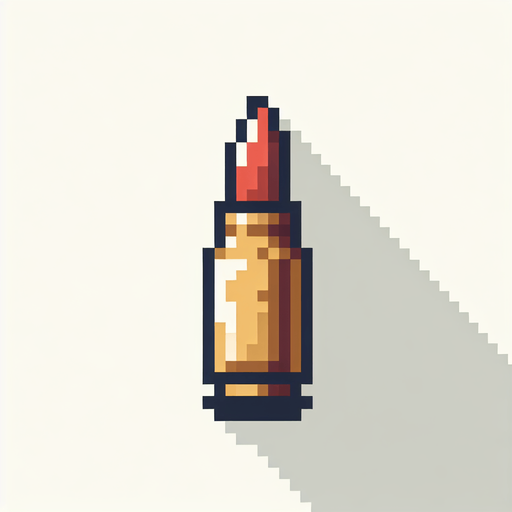 a pixelated bullet.
Single Game Texture. In-Game asset. 2d. Blank background. High contrast. No shadows.