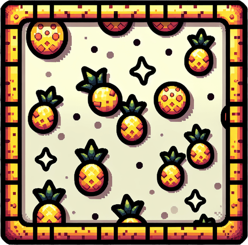 Pizza à l'ananas.
Single Game Texture. In-Game asset. 2d. Blank background. High contrast. No shadows.