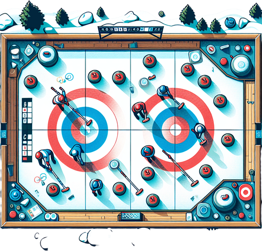 game background. In-Game asset. 2d. vector illustration. High contrast. No shadows. top-down. winter curling Olympics