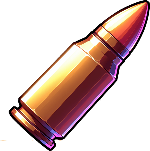 a bullet in an anime style Single Game Texture. In-Game asset. 2d. Blank background. High contrast. No shadows.