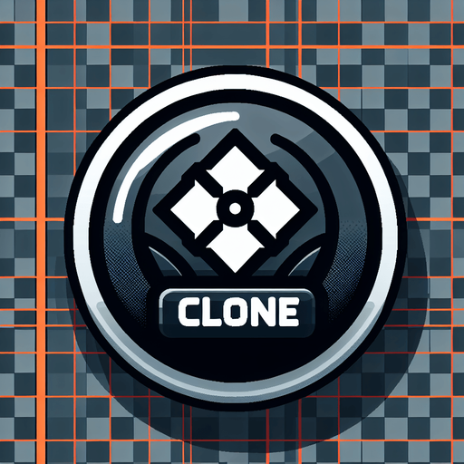 a button that says "clone".
Single Game Texture. In-Game asset. 2d. Blank background. High contrast. No shadows.