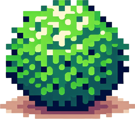 pixel art of a bush..
Single Game Texture. In-Game asset. 2d. Blank background. High contrast. No shadows.