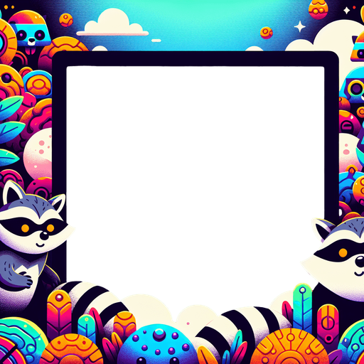 Bright Amazing games background for modern stoner raccoon game. It should be epic! Single Game Texture. In-Game asset. 2d. Blank background. High contrast. No shadows.