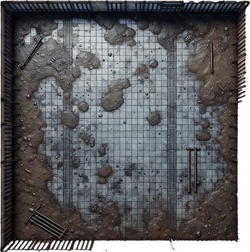 Top down view of a Dirty prison floor.
Single Game Texture. In-Game asset. 2d. Blank background. High contrast. No shadows.