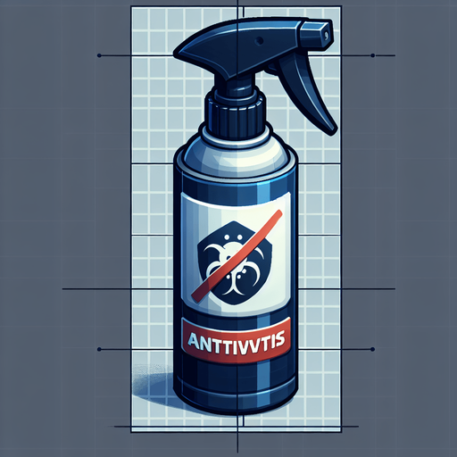 an anti virus spray.
Single Game Texture. In-Game asset. 2d. Blank background. High contrast. No shadows.