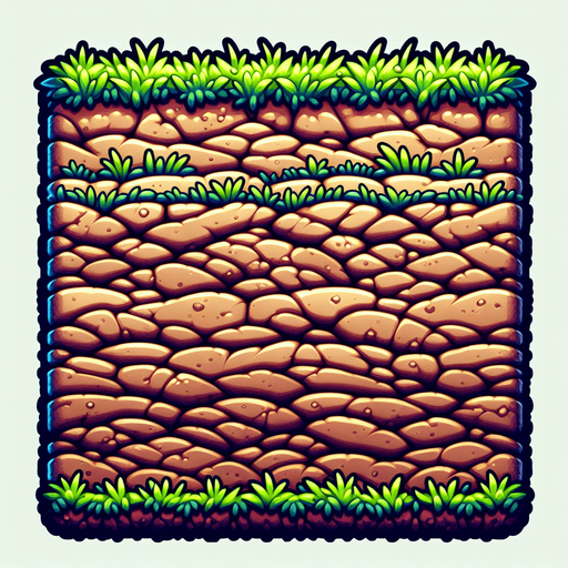 DIRT WITH GRASS ON THE TOP AND BOTTOM TEXTURE.
Single Game Texture. In-Game asset. 2d. Blank background. High contrast. No shadows. Fits the screen.