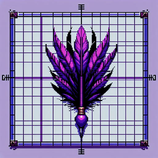 A purple posion dart. Feathers pointing down in the picture. Pixelart.vertical. Single Game Texture. In-Game asset. 2d. Blank background. High contrast. No shadows.