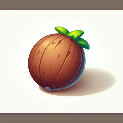 A toon cconut..
Single Game Texture. In-Game asset. 2d. Blank background. High contrast. No shadows.