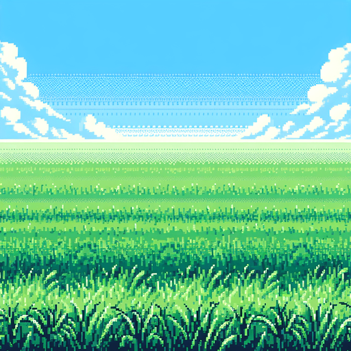 Close view of an Empty grass field. Uniform, with no lines.
Retro gaming style