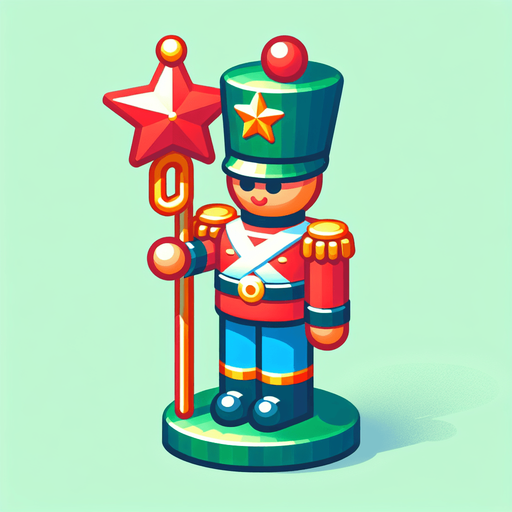 A christmas Toy Soldier. Plastic style Single Game Texture. In-Game asset. 2d. Blank background. High contrast. No shadows.